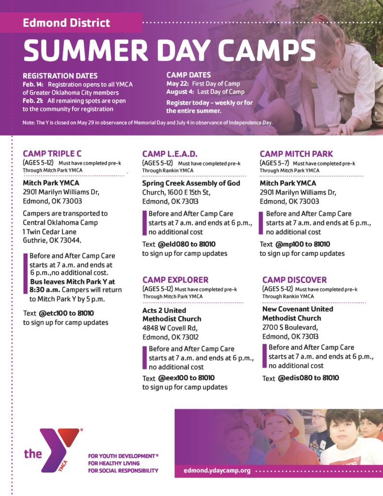Edmond District 2023 Summer Day Camp YMCA of Greater Oklahoma City